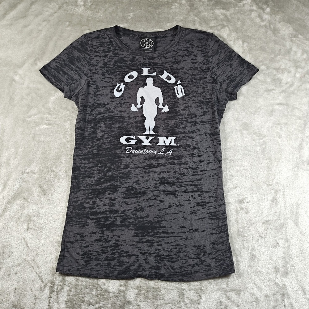 Vintage Golds Gym Shirt Women Medium Weightlift Los Angeles Bodybuilding Gym Y2K